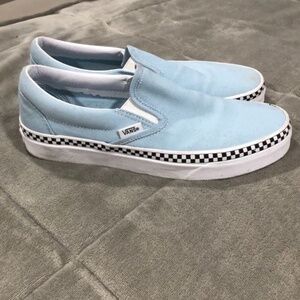Baby blue slip on vans